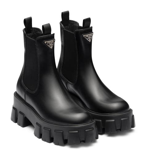 prada learher boots|Prada 55 leather ankle boots.